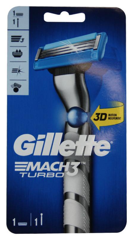 Gillette strojček+náhrada Mach3 Turbo 3D