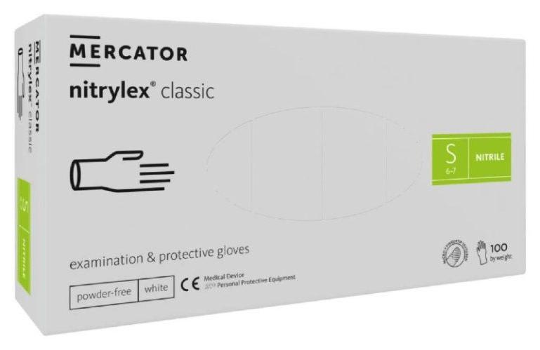 Mercator Nitrilové rukavice classic S 100ks biele