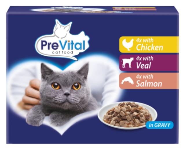 PreVital kapsička pre mačky 12x100g kur-tela-losos