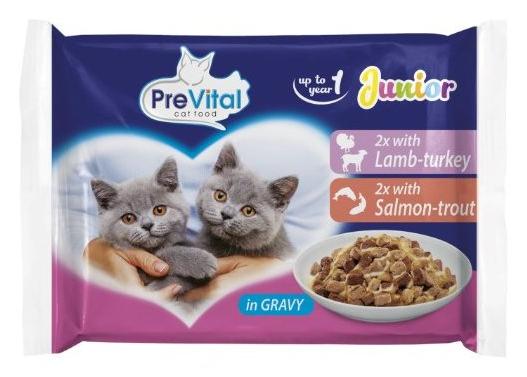 PreVital kapsička pre mačky Junior 4x100g (2mäso, 2ryba)