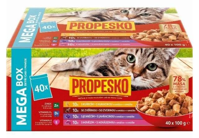 Propesko kapsičky pre mačky 40x100g kura, hoväd, zver, jahňa