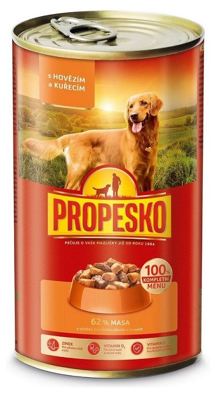 Propesko konzerva pre psov 1240g hovädzia-kura