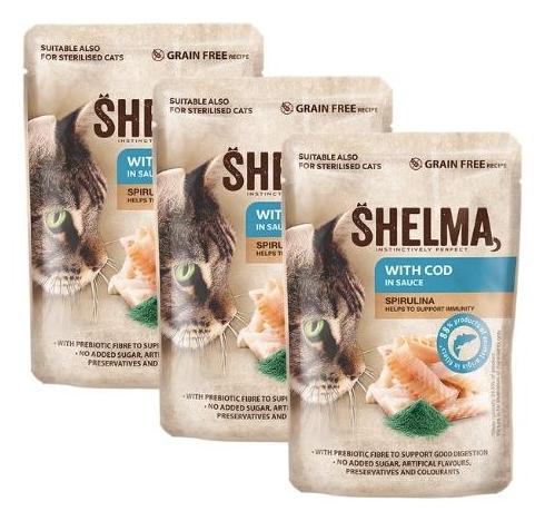 Shelma kapsička pre mačky 12x85g (kur-hov, los-tres)